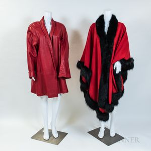 Two Leather Jackets and Two Fur-trimmed Wool Capes