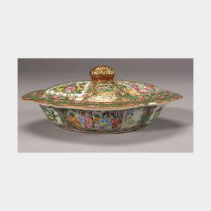 Rose Medallion Oval Covered Vegetable Dish, China, 19th century,