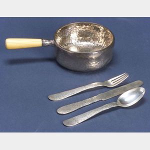 Assembled Tiffany & Co. Four Piece Hammered Sterling Child's Set
