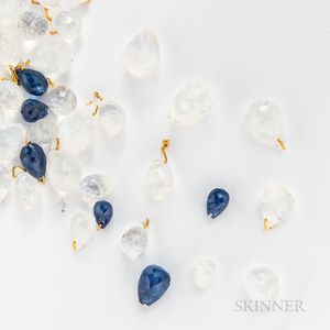 Group of Moonstone and Sapphire Briolettes