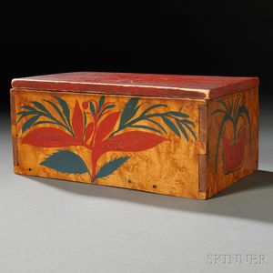 Small Floral Paint-decorated Bird's-eye Maple Box