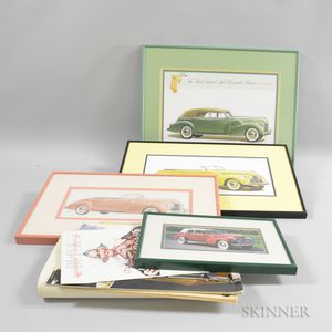 Three Framed 1940 Buick Phaeton Prints and a Photograph, and Five 1940s Pamphlets. 