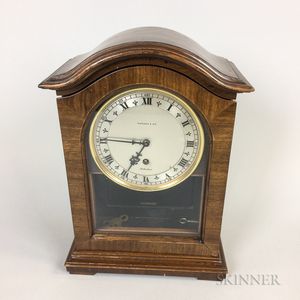 Rotherham for Tiffany Walnut Veneer and Glass Shelf Clock