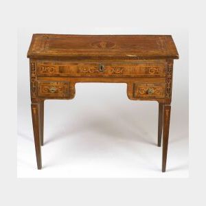 Italian Neoclassical Fruitwood Marquetry Inlaid Vanity Table