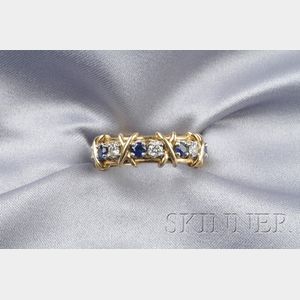 18kt Gold, Platinum, Sapphire, and Diamond Band, Schlumberger, Tiffany & Co.