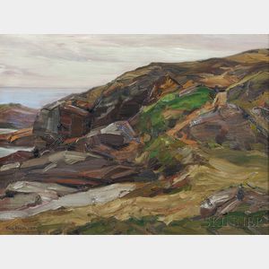 Charles Herbert Woodbury (American, 1864-1940) Rocks by the Sea