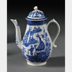 Worcester Porcelain Fisherman Pattern Coffeepot and Cover