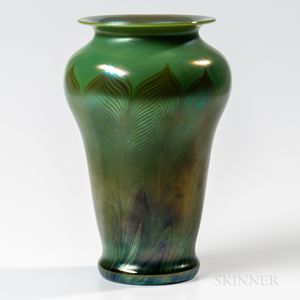 Pulled Feather Vase Attributed to Tiffany Studios