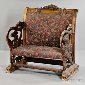 Victorian Neoclassical-style Upholstered Giltwood Settee