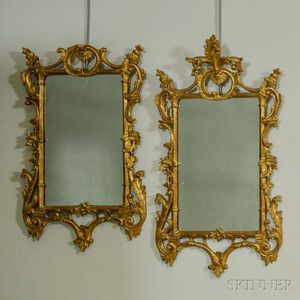 Pair of Carved and Gilt-gesso Rococo-style Mirrors