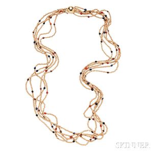 14kt Gold and Hardstone Bead Necklace