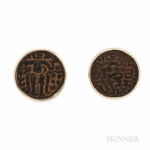 14kt Gold and Coin Cuff Links