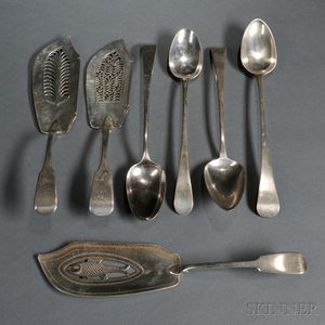 Seven Pieces of Georgian Sterling Silver Flatware