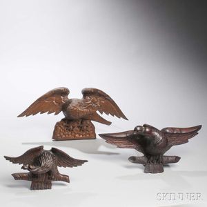 Three Carved Wooden Eagles