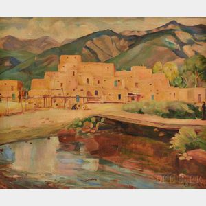 Karl Albert Buehr (American, 1866-1952) Landscape with Adobe