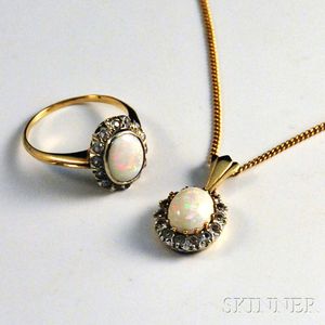 14kt Gold and Opal Pendant and Ring