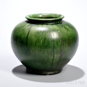 Green-glazed Stoneware Jar