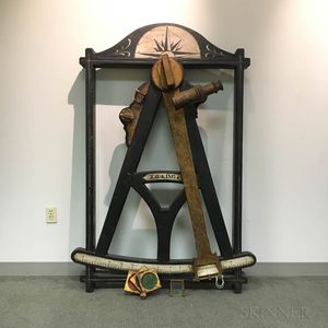 J.H. King Painted Wooden Sextant Trade Sign