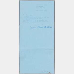 Christie, Agatha (1890-1976) Typed Letter Signed, Winterbrook House, Wallingford, Oxford, 23 October 1974.