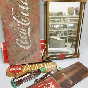 Eight Vintage and Reproduction Coca-Cola Lithographed Metal Signs. 