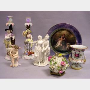 Seven Continental Decorated Porcelain Items