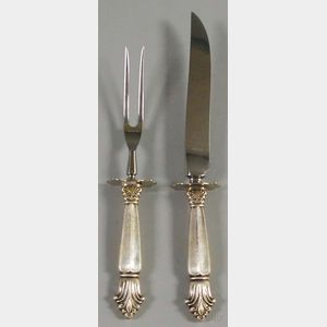 Jensen-style Sterling Silver-handled Two-piece Carving Set