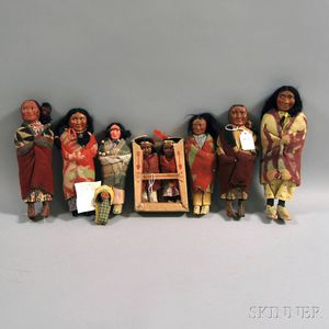 Eight Assorted Skookum and Skookum-style Dolls