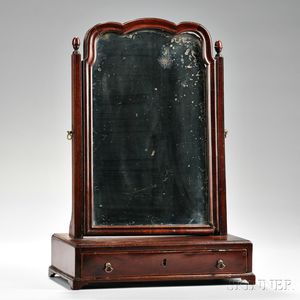 Mahogany Veneer Dressing Mirror and a William and Mary Black-painted Caned Side Chair
