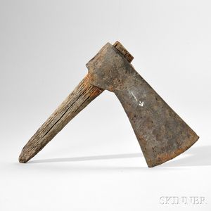Large British Felling Axe and Partial Haft