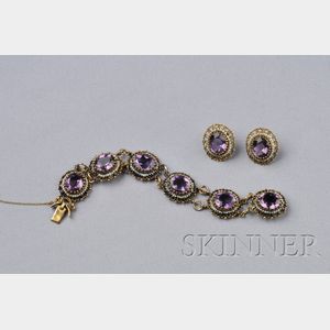 14kt Gold, Amethyst, and Seed Pearl Suite
