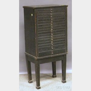 Tindale Cabinet Co. Ebonized Oak Seventeen-drawer Flat File Cabinet on Frame