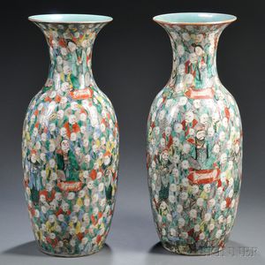 Pair of Famille Verte Vases