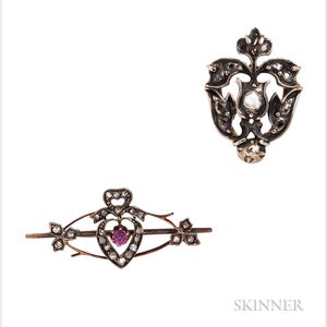 Two Rose-cut Diamond Jewelry Items