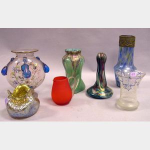 Six Pieces of Bohemian and Assorted Art Glass.