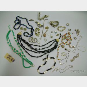 Lot of Assorted Beaded Necklaces, Sterling Silver, and Costume Jewelry.