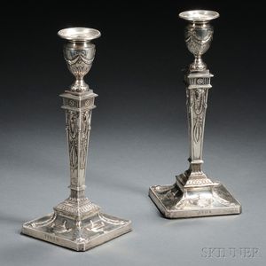 Pair of Edward VII Weighted Sterling Silver Candlesticks
