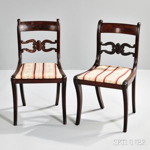 Pair of Grecian Carved Mahogany Side Chairs