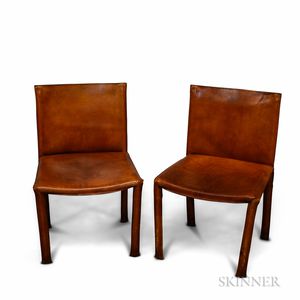 Pair of Leather-upholstered Iron Chairs
