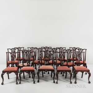 Set of Sixteen Carved Chippendale-style Dining Chairs