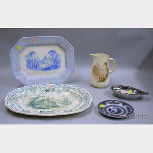 Five Pieces of English Transfer Decorated Staffordshire Tableware