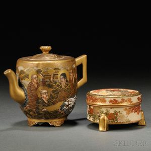 Royal Satsuma Covered Teapot and Tripod Case