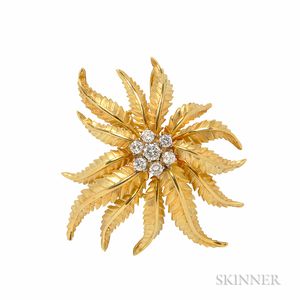 18kt Gold and Diamond Flower Pendant/Brooch