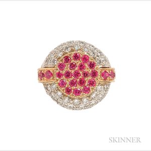 18kt Bicolor Gold, Pink Sapphire, and Diamond Ring
