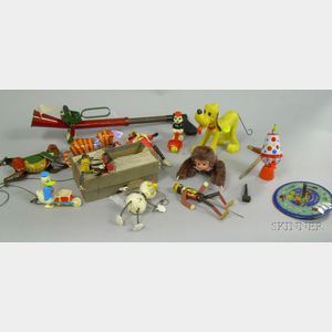 Small Group of Plastic, Tin, and Wooden Toys