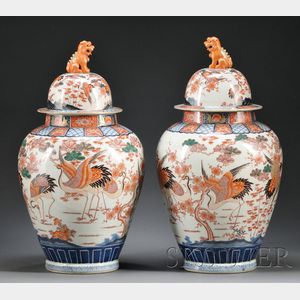 Pair of Covered Porcelain Jars
