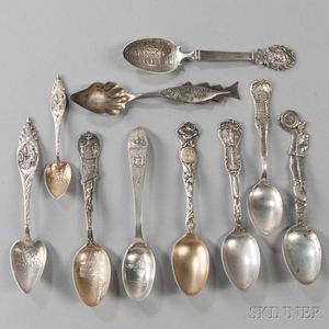 Ten American Sterling Silver Souvenir Spoons