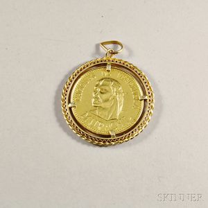 1955 Venezuelan Sixty Bolivares Gold Coin Set as a Pendant