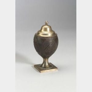 Continental Silver-Mounted Coconut Shell Covered Cup