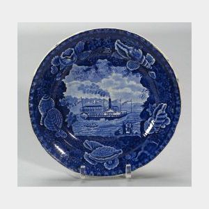 Historical Blue and White Transfer Decorated Staffordshire Plate