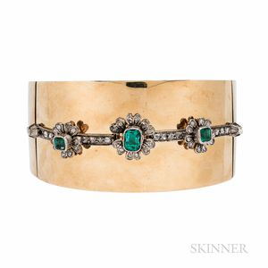 Gold, Emerald, and Diamond Bracelet